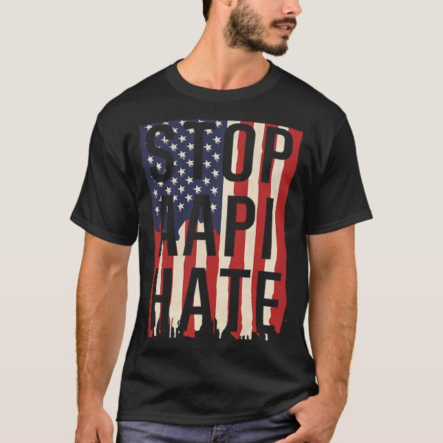 Camiseta Stop AAPI Hate, Stop Asian Hate Flag (Frente)