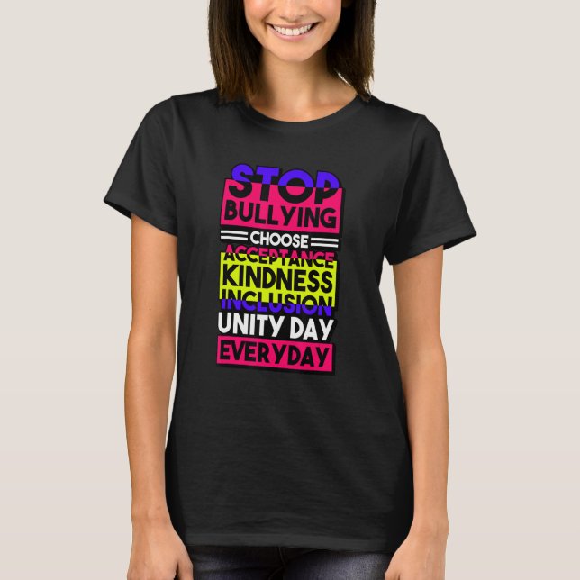 Camiseta Stop Bullying Choose Acceptance Kindness Inclusion (Frente)