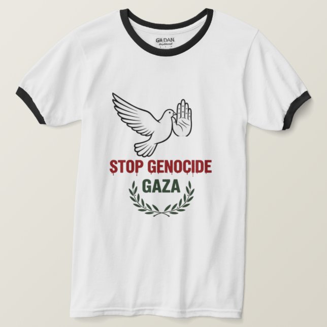 Camiseta Stop Genocide in Gaza – Peace & Humanity Awareness (Frente do Design)