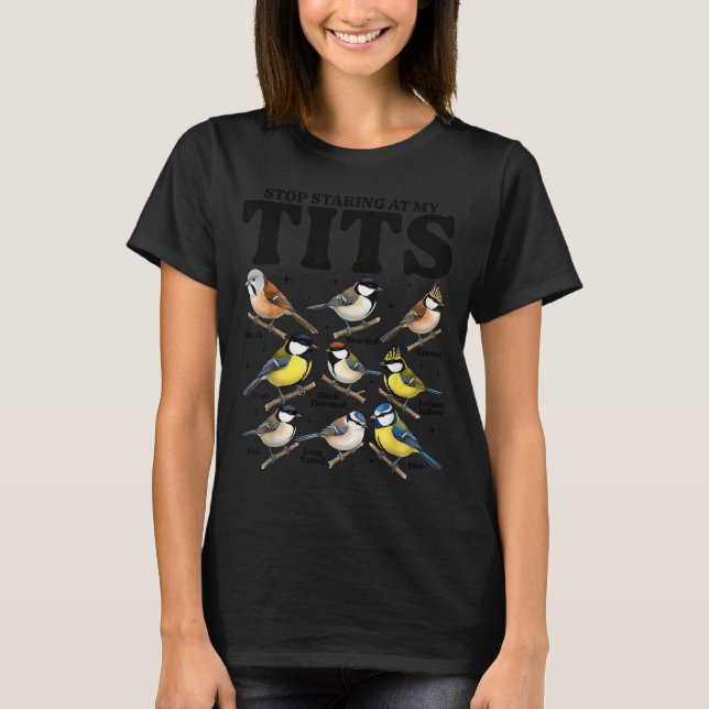Camiseta Stop Staring At My Funny Birdwatching Birds Lover  (Frente)