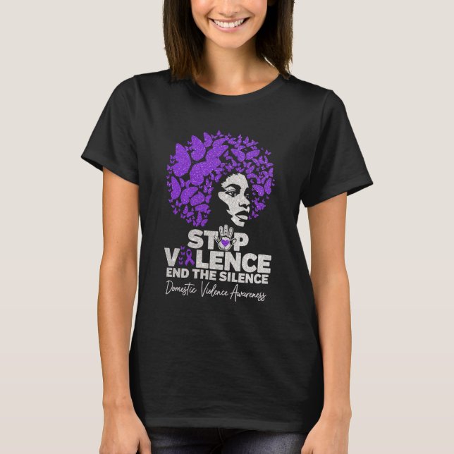 Camiseta Stop Violence End The Silence Domestic AwarT-Shirt (Frente)