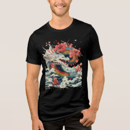 Camiseta Storm Dragon with Sakura and Waves