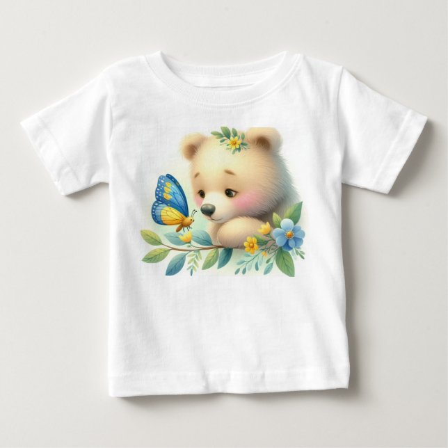 Camiseta Storybook Woodland Bear E Borboleta (Frente)