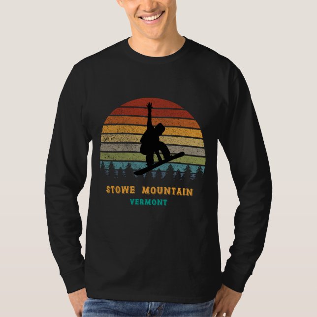 Camiseta Stowe Mountain Vermont Vintage Sun Snowboarding Sn (Frente)