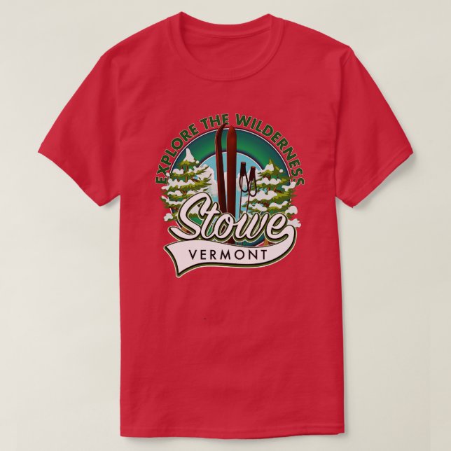 Camiseta Stowe Vermont explora o esqui de Wilderness (Frente do Design)