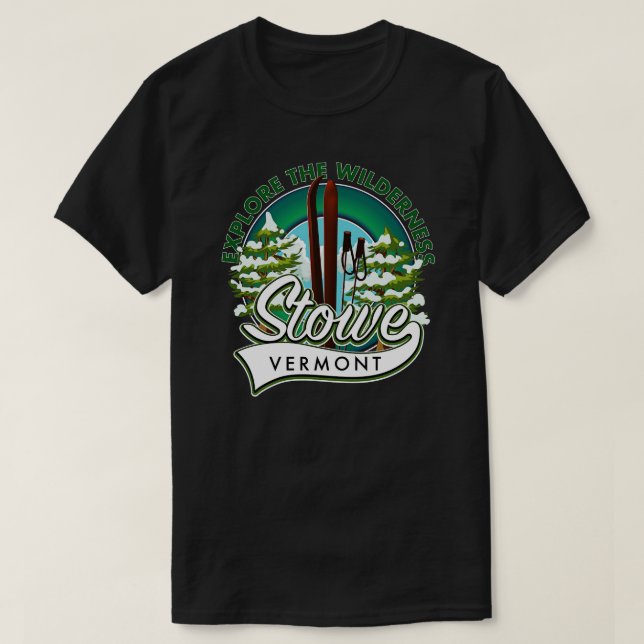 Camiseta Stowe Vermont explora o esqui de Wilderness (Frente do Design)
