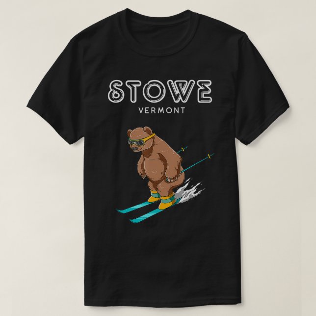 Camiseta Stowe Vermont Funny Ski Grizzly (Frente do Design)