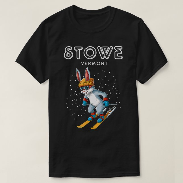 Camiseta Stowe Vermont Funny Ski Rabbit (Frente do Design)