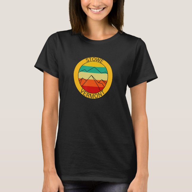 Camiseta Stowe Vermont Retro Mountain Sunset Souvenir (Frente)