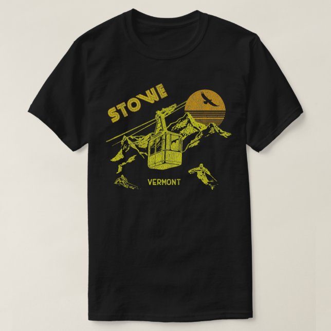 Camiseta Stowe Vermont Retro Skiing (Frente do Design)