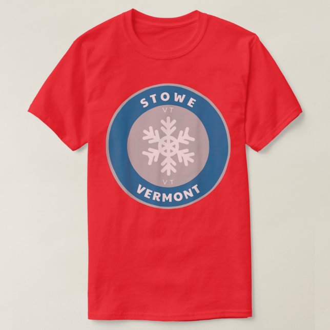 Camiseta Stowe Vermont VT Winter Snowflake Crachá Souve (Frente do Design)