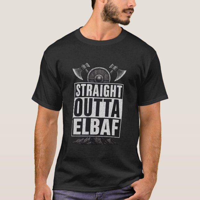 Camiseta Straight Outta Elbaf – Mashup de Viking e (Frente)