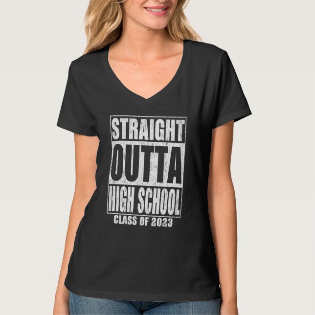 Camiseta Straight Outta High School Graduation 2023 School (Frente)