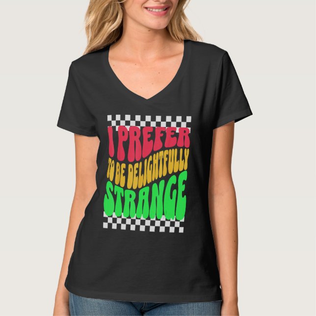 Camiseta Strange Weird Friends Humorous Odd Checkerboard Re (Frente)