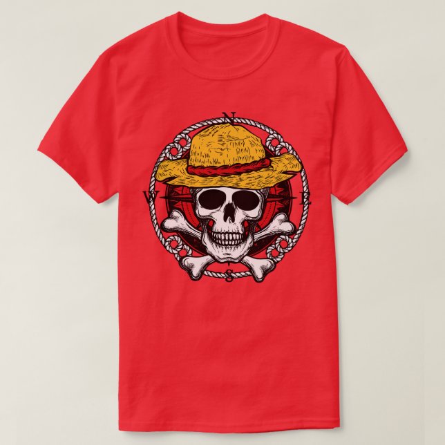 Camiseta Straw Hat Pirata Jolly Roger (Frente do Design)