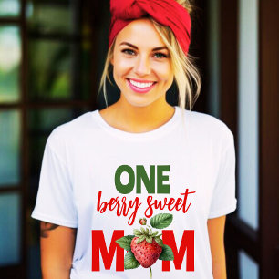 Camiseta Strawberry Berry doce Primeiro Aniversário Mãe