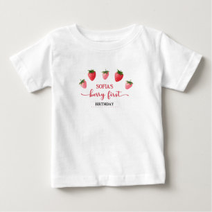 Camiseta Strawberry Berry Primeiro Aniversário Guest de Hon