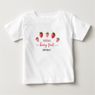 Camiseta Strawberry Berry Primeiro Aniversário Guest de Hon