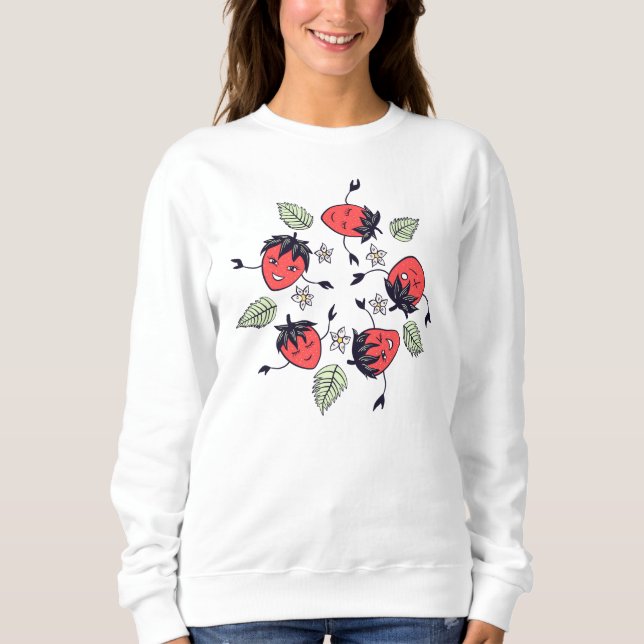 Camiseta Strawberry Characters Fruta Kawaii (Frente)