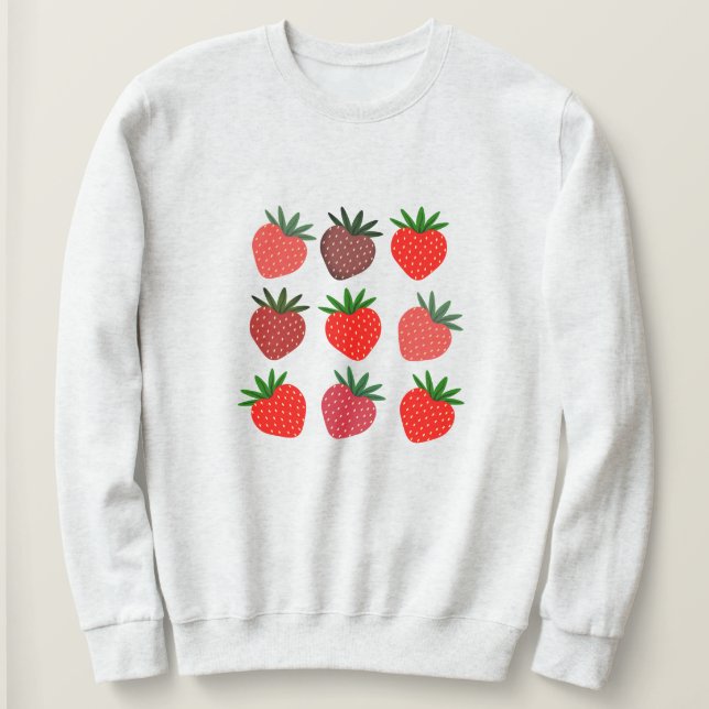 Camiseta Strawberry Crewneck Kawaii Sweatshirt (Frente do Design)