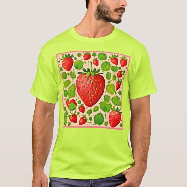 Camiseta Strawberry Dadaist Trabalho de arte (Frente)
