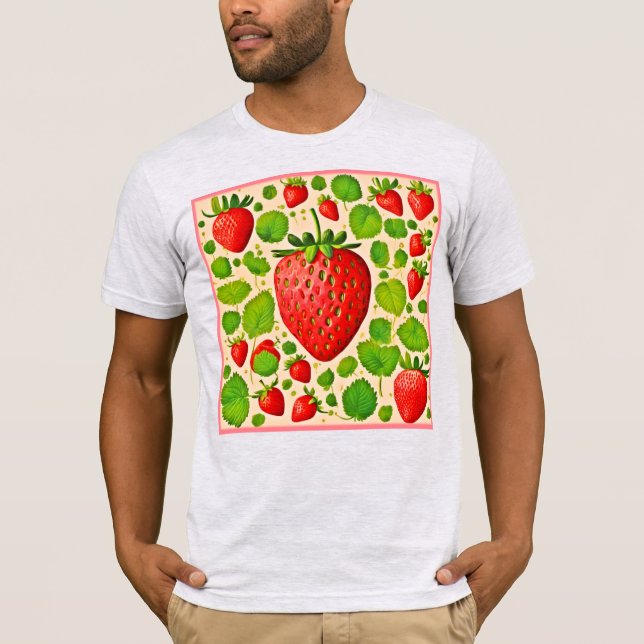 Camiseta Strawberry Dadaist Trabalho de arte (Frente)