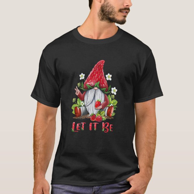 Camiseta Strawberry Gnomo Fruta retro hippie gnomo paz (Frente)
