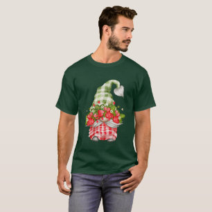 Camiseta Strawberry Hat Gnome Xadrez Moda Fruta Unisex