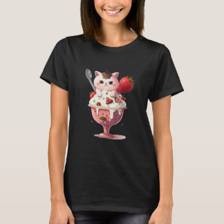 Camiseta Strawberry Ice Cream Sundae Kitten Gelato Berry Ca
