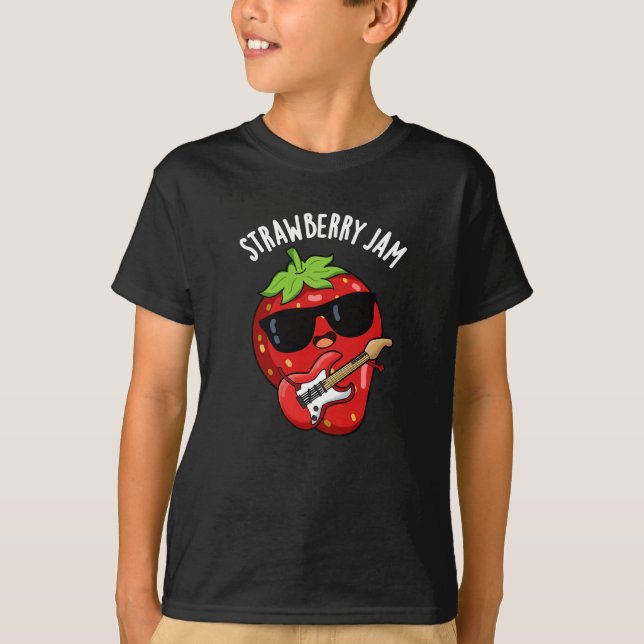 Camiseta Strawberry Jam Funny Fruta Pun Dark BG (Frente)