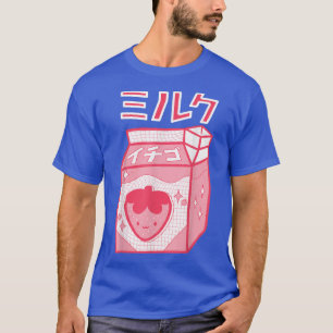Camiseta Strawberry milk Kawaii Katakana Anime japonês Coo