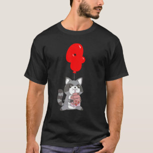 Camiseta Strawberry milk Raccoon 4º Aniversário Kids Balloo
