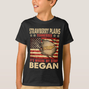 Camiseta Strawberry Plains Tennessee EUA Bandeira 4 De Julh