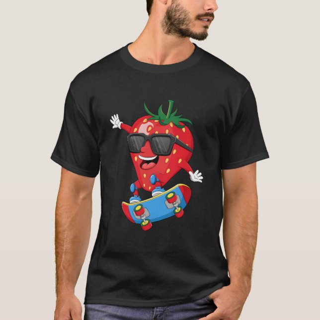 Camiseta Strawberry Riding Skateboard S (Frente)