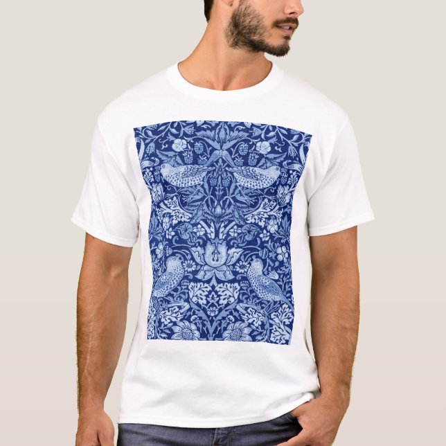 Camiseta Strawberry Thef Blue Monotone, William Morris (Frente)