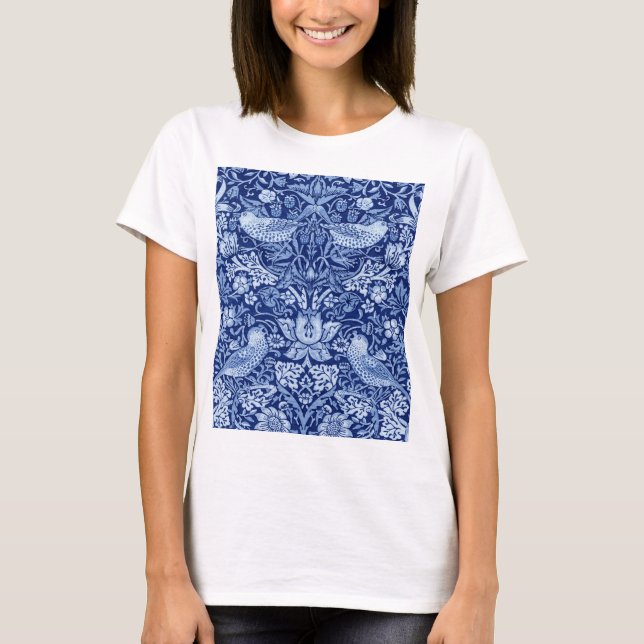 Camiseta Strawberry Thef Blue Monotone, William Morris (Frente)