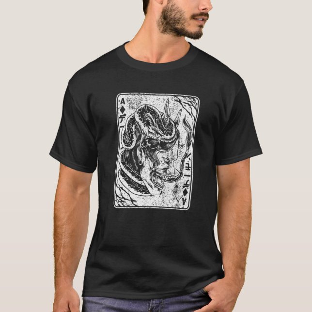 Camiseta Stree Japonês Oni Mask Demon Mask Bushido Samurai (Frente)