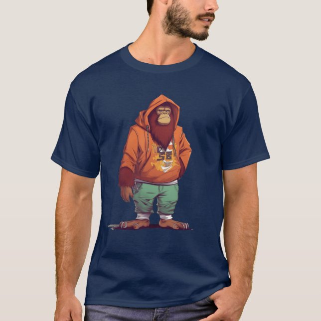Camiseta Street Art Orangutan Urban Rap Street Monkey girl (Frente)