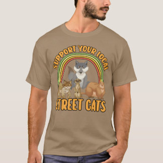 Camiseta Street Cat Suporta Seu Amigo De Gato Local