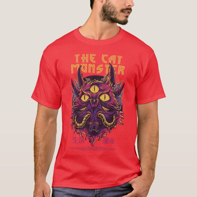 Camiseta Street Kings The Cat Monster Casual Red T Shirt (Frente)