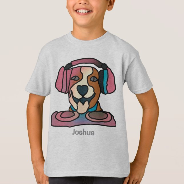 Camiseta Street Retro Dog com Fones de ouvido | Engraçado (Frente)