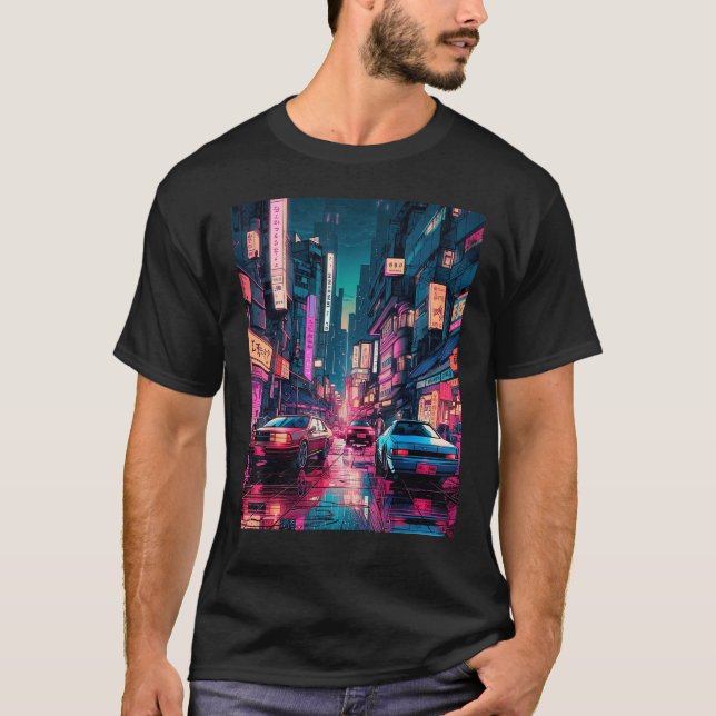 Camiseta Streets of Tokyo Japan Night Scene With Lights - V (Frente)