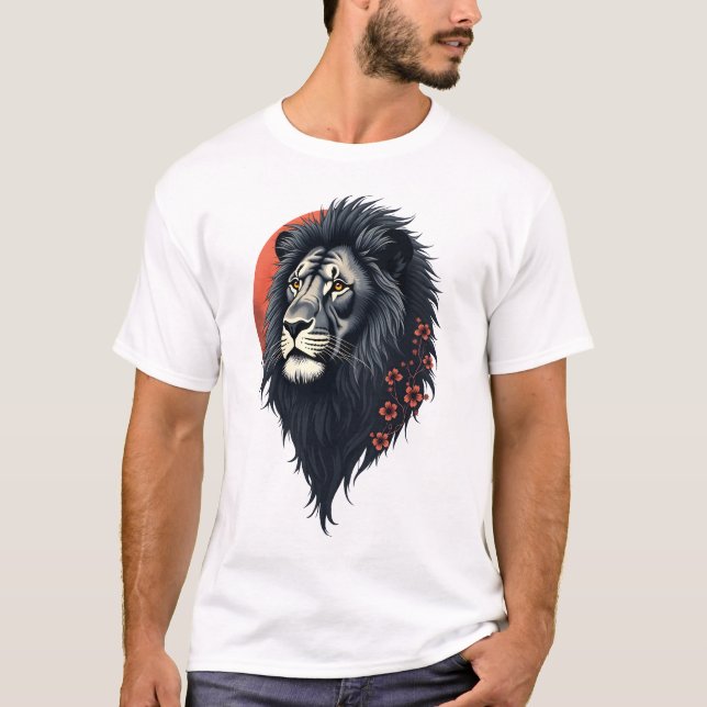 Camiseta Strength and delicacy united, a black lion (Frente)