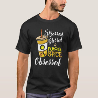 Camiseta Stressed Blessed and Pumpkin Spice Obsessed Thanks