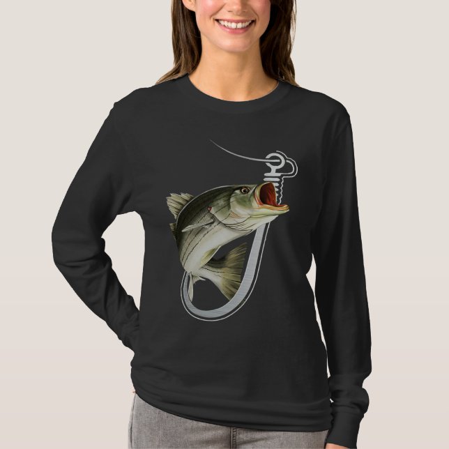Camiseta Striiped Bass Fishing Fish Hook (Frente)