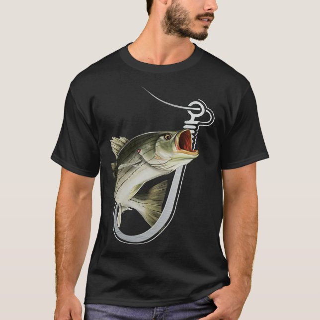 Camiseta Striiped Bass Fishing Fish Hook (Frente)