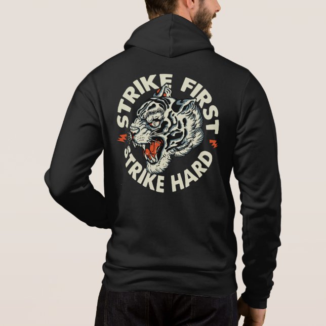 Camiseta strike_hard_ strike first tigre tattoo slogan old  (Verso)