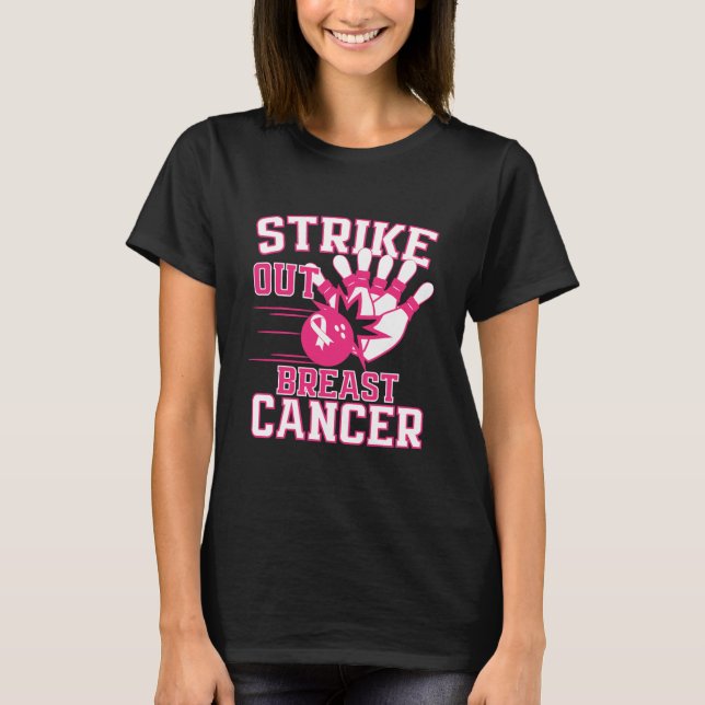 Camiseta Strike Out Breast Cancer Awareness Bowling Pink (Frente)
