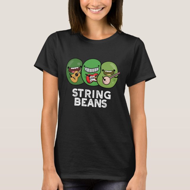 Camiseta String Beans Funny Vegetable Dark BG (Frente)