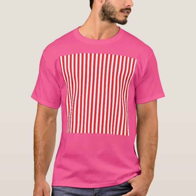 Camiseta Stripe Vertical Branco Vermelho (Frente)